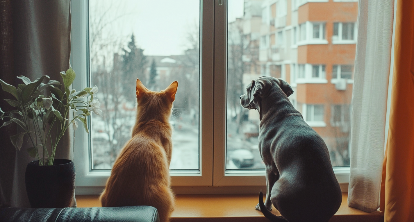 Keep Pets Happy - pets sitting looking out a window